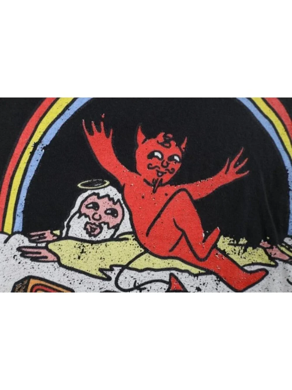 Vintage Y2K Streetwear Mens XL Faded God Devil Friends Till The End T-Shirt